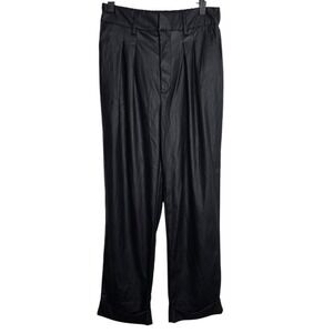 ZENANA Black‎ Faux Leather Pleated High Waisted Wide Leg Pants Size Medium